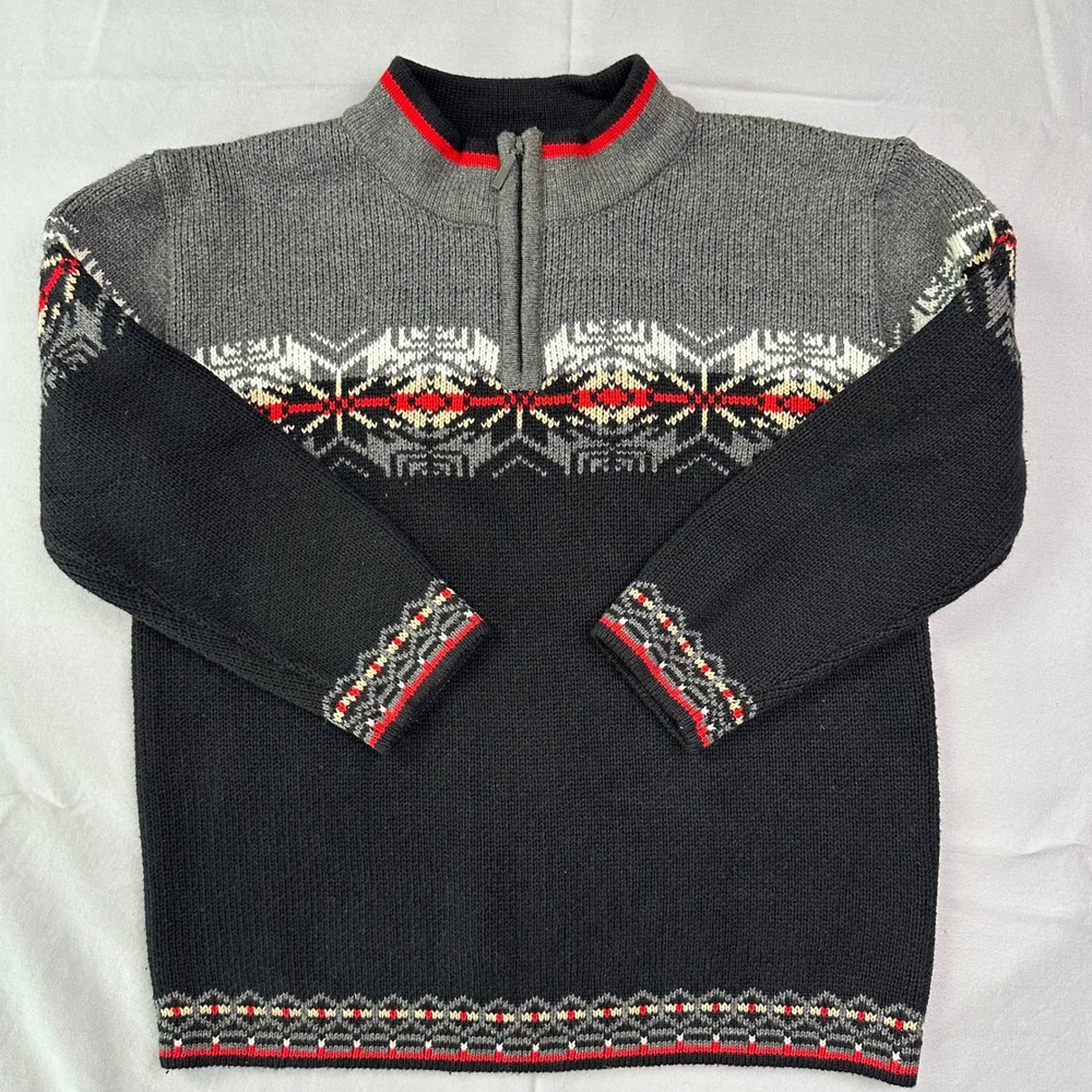 Hanna Andersson KIds Quarter Zip Sweater Size 100 US 4 Nordic Pattern‎ Pullover